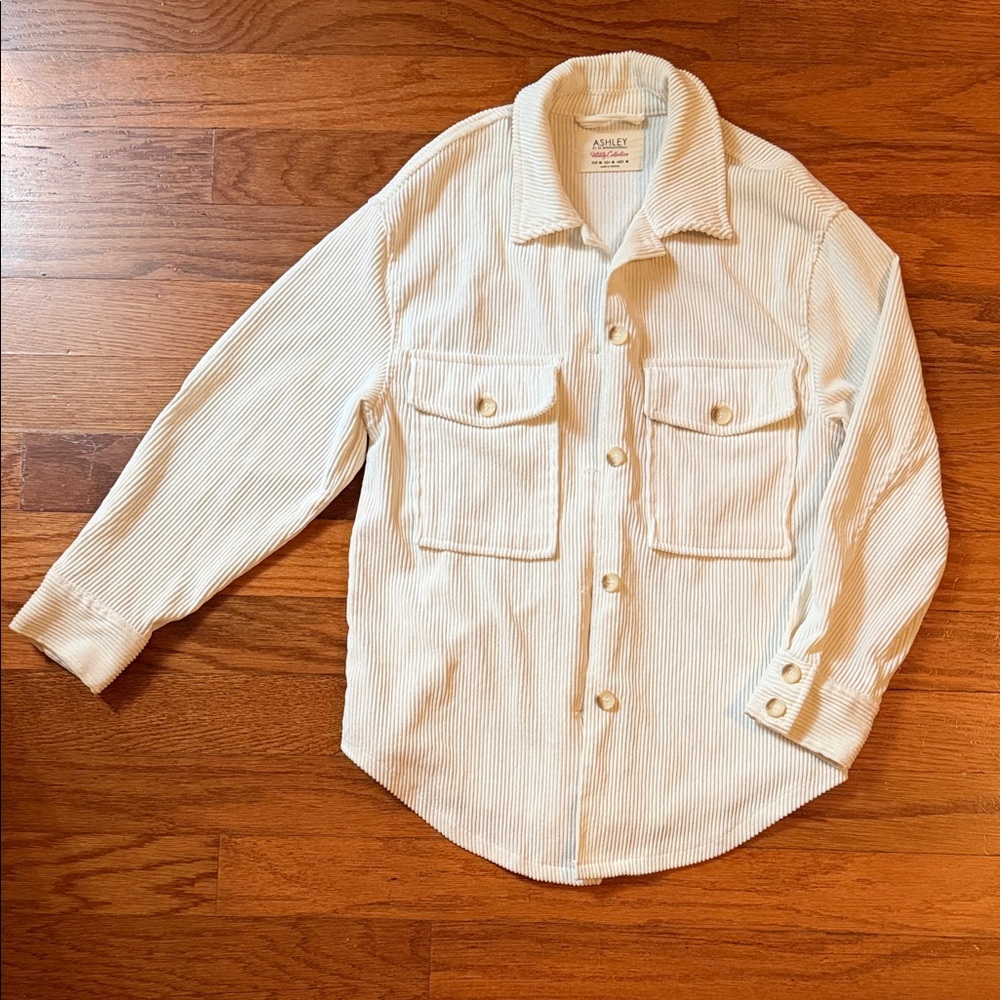 White Corduroy Button Up Shirt
